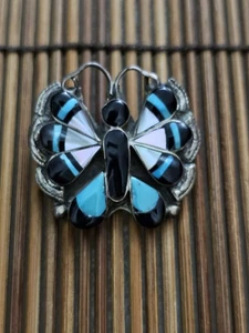 Sterling Silver Zuni Butterfly Inlaid Pendant/brooch (Vintage) - Picture 1 of 14