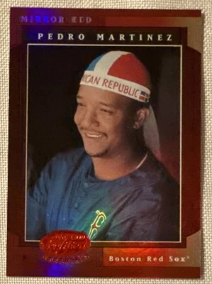 Espejo Pedro MARTÍNEZ🔥2001 Hoja Certificado Rojo Paralelo #18 50/75 Medias Rojas Salón de la fama💥 Foto 1 de 3