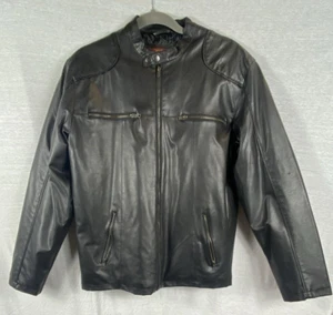 Men’s Black Zip Jacket Size Large Casual Coat – Read Hole on Sleeve - Picture 1 of 19