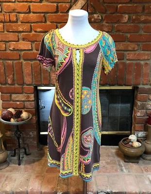 Vestido Vaina ECI New York Talla 6 Vibrante Peek A Book Paisley Elegante Fiesta Sol Foto 1 de 4