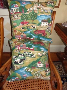 Vintage Fabric Folk/Country/Cows/Sheep/Farm Americana Pillows (22" x 22") - Picture 1 of 8