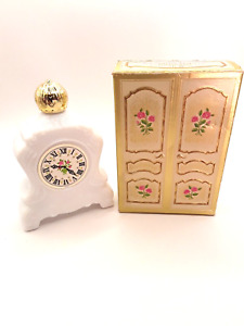 Vintage Avon Leisure Hours White Milk Glass Clock bottle with box.