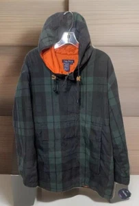 Men’s Nautica Size L 90’s New Kangaroo Pocket Navy Blackwatch Jacket - Picture 1 of 12