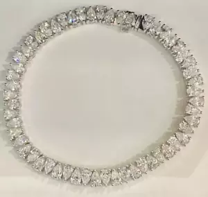 Brazalete de tenis de diamante blanco simulado corte pera de 6 quilates enchapado en oro blanco de 14 k - Imagen 1 de 8