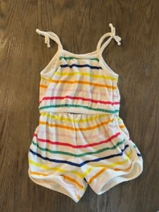 OLD NAVY GIRLS MULTI STRIPED TERRY PRINT COTTON BLEND SHORT ROMPER SIZE 5T - Picture 1 of 4