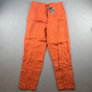 NWT Massimo Dutti Women's 100% Linen Pants Reddish Orange Sz 8 Morocco $119 MSRP - Picture 1 of 15