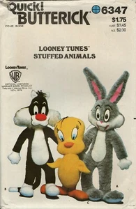 Butterick 6347 Looney Tunes Bugs Bunny, Tweety Bird & Sylvester UNCUT Pattern - Picture 1 of 6