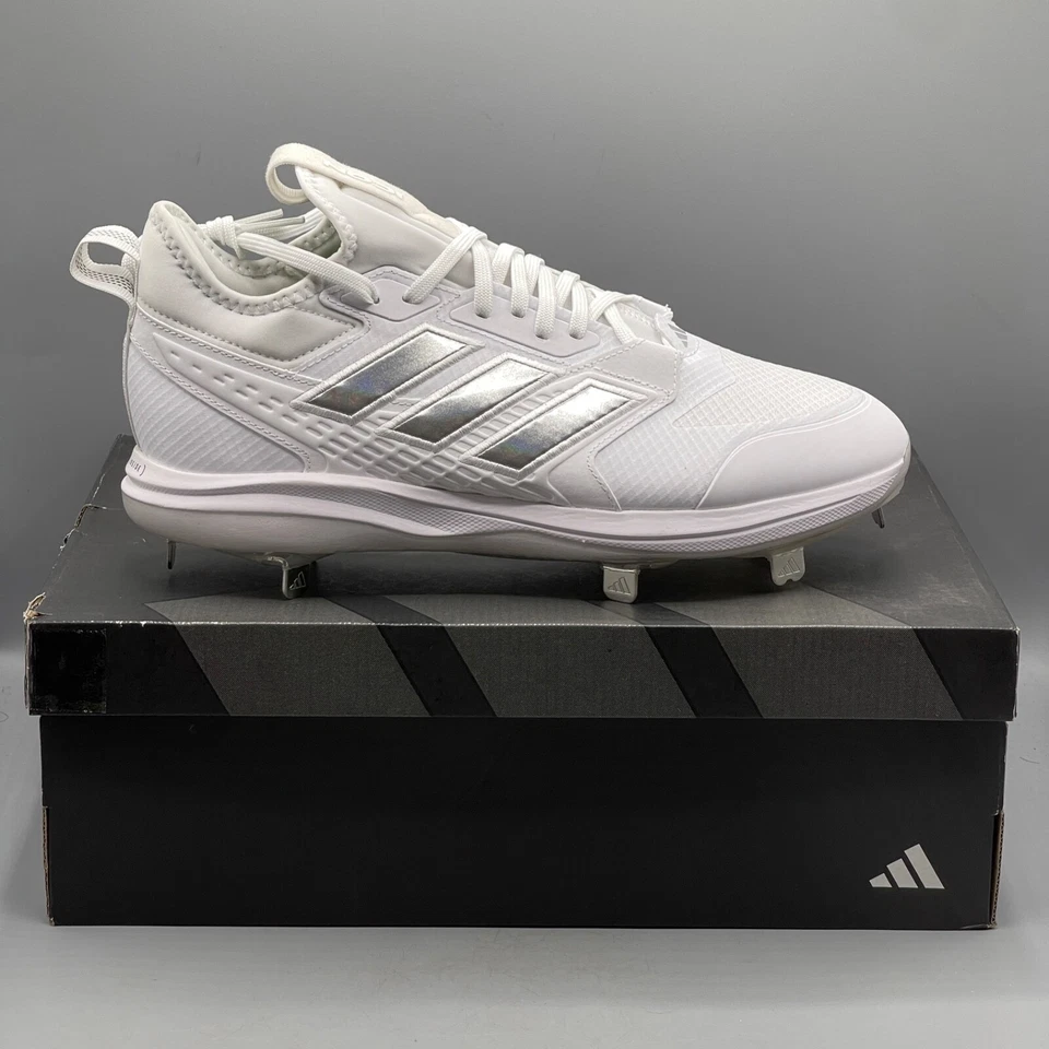 adidas Baseball Cleats Men's 7 Icon 8 Boost White Silver IG7089