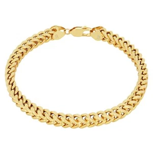 10k Yellow Gold 6mm Franco Box Square Wheat Foxtail Bracelet Chain Mens 9" - Picture 1 of 8