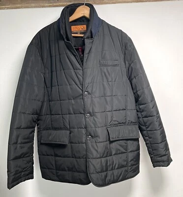 Chaqueta acolchada Enzo Tovare abrigo acolchado Italia negra cremallera botón delantero grande para hombre Foto 1 de 4