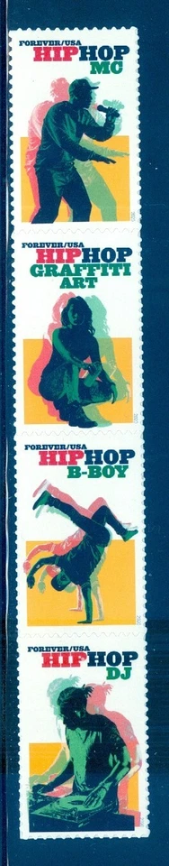 US 5480-5483 Hip Hop MC,  Forever, Strip/4, Mint NH, Reacts to UV Light - Image 1 of 1