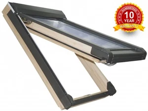 Wooden Pine Top Hung Access Skylight Roof Window 78 x 98 cm Rooflight Flashing - Picture 1 of 9