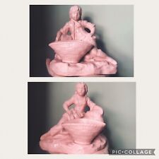Parian Ware Pink Figurine Pair Girl & Boy Vintage 