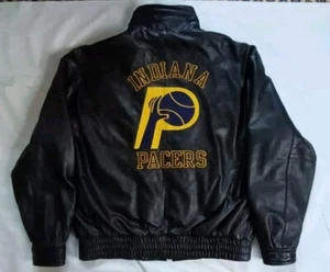 VINTAGE PRO PLAYER INDIANA PACERS FULL ZIP LEATHER JACKET SIZE L - Picture 1 of 8