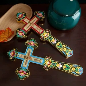 Cruz ortodoxa, crucifijo realista, regalo de religión, crucifijo de aleación de metal chapado en oro - Imagen 1 de 8
