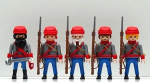 5 x SOLDAT SÜDSTAATLER GRAU ROT INFANTRIE Playmobil vs Nordstaatler Custom RAR - Picture 1 of 10