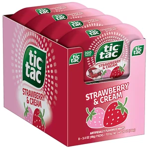 Tic Tac Strawberry & Cream Flavored Mints 8 Count On-The-Go Refreshment 3.4 Oz - Picture 1 of 7