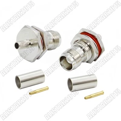 10x TNC Female Jack Bulkhead Washer Nut Connector RG58 LMR195 RG142 RG400 Cable - Image 1 of 4