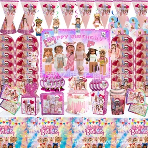 ROBLOX Rosa Virtual Mundo Cumpleaños Fiesta Vajilla Decoración Set Globos Plato - Imagen 1 de 39