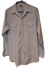 ELY Cattleman Shirt 16.5x34 Sz L Blue Casual Rodeo Western Cowboy Snap Button Up