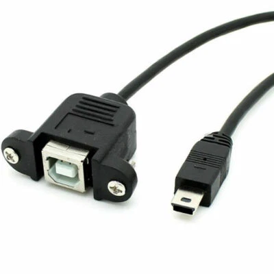Mini USB 5pin Male to USB-B 2.0 Female with Panel Mount Printer Cable 50cm  - Image 1 of 3