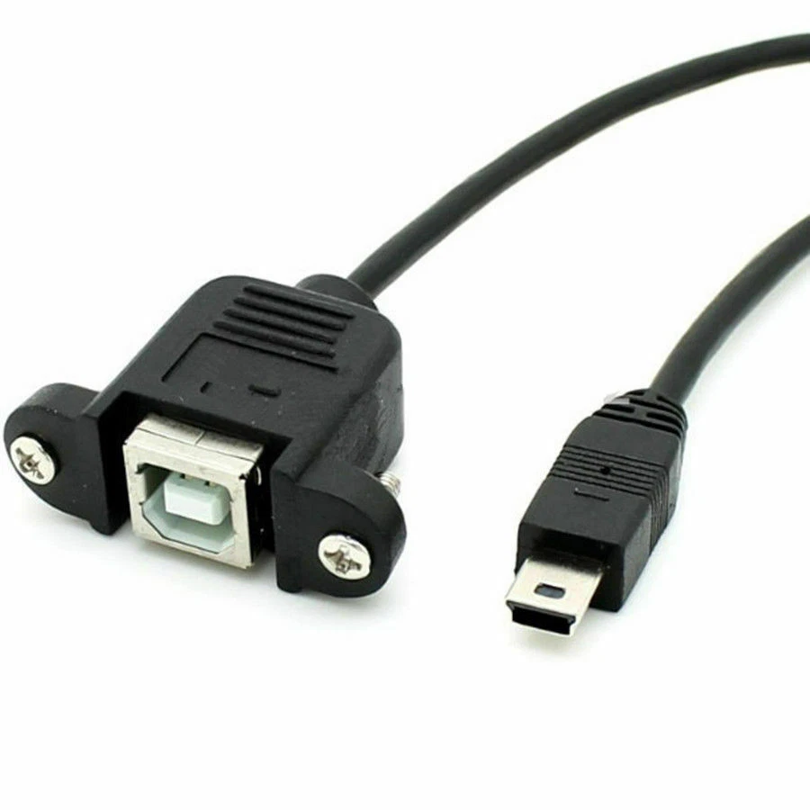 Mini USB 5pin Male to USB-B 2.0 Female with Panel Mount Printer Cable 50cm  - Image 1 of 3
