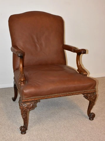Vintage Edwardian Leather Arm Chair Cover