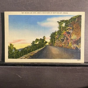 Skyline Drive North of Swift Run Gap Virginia cartolina d'epoca in lino 1945 posta - Foto 1 di 6