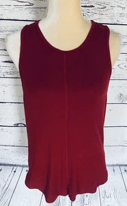 Vimmia Women’s Large Tank Top Dark Red Racerback Rib Textured U Neck Soft EUC - Picture 1 of 10
