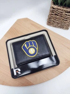 Milwaukee Brewers Black Wallet MLB Embroidered Leather Billfold - Picture 1 of 4