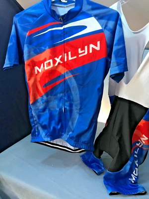 MOXILYN ~ AZUL, BLANCO Y ROJO Conjunto de Jersey y Babero de Ciclismo - Talla Grande NUEVO Foto 1 de 4