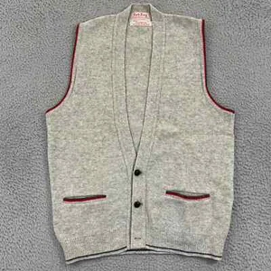 Vintage Rob Roy Sweater Vest Mens Medium Gray Button 50s Knit Lambswool Classic - Picture 1 of 9