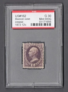 US # 162 *MINT OG H { ENCAPSULATED PSE CERT 12c CLAY } "SCARCE OF 1873 CV$ 2,200 - Picture 1 of 8