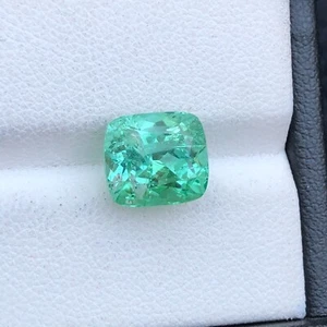 4.60 Ct Faceted Cushion Cut Seafoam Tourmaline Gemstone from Afghanistan - Picture 1 of 18