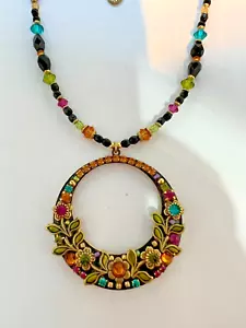 Collar Arco Iris Floral + Anillo Negro Con Cuentas Enchapado con Oro 24k Hecho a Mano - Imagen 1 de 4