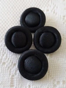 4 Black Fabric Covered Metal Shank Buttons Approx - 23 mm - Picture 1 of 3