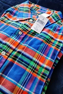 Ralph Lauren Polo Long Sleeve Plaid Flannel Shirt Sz-XL/ Royal Blue/Orange - Picture 1 of 4