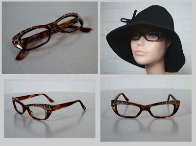 Gafas Cuadradas Traviata Gafas de Lectura Marrón Rockabilly Era Vintage Años 50 60 Foto 1 de 4