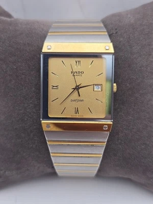 RADO DiaStar 129.0195.3 Silver Gold Tone Gold Dial Date Men's Wristwatch - Image 1 of 4