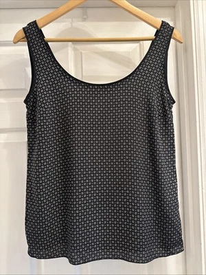 Massimo Dutti Black Silk Tank Top Geometric Floral Print Women’s Size 6 - Image 1 of 4
