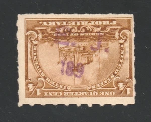 Scott # RB21pb, Used, ¼¢ Proprietary Battleship, Hand-Stamped "E. J." - Picture 1 of 2