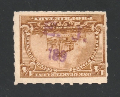 Scott # RB21pb, Used, ¼¢ Proprietary Battleship, Hand-Stamped "E. J." - Image 1 of 2