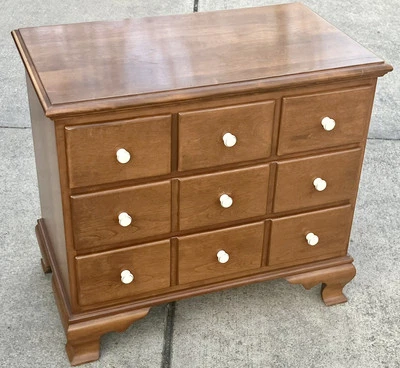 Ethan Allen Baumritter Nutmeg Maple Apothecary 5-Drawer Lowboy Chest/Nightstand - Image 1 of 4