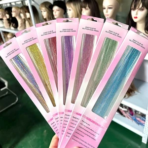6PCS Clip In Hair Tinsel Set 19.6 Inch Fairy Wig Piece Sparkling Hair Acces DW - Picture 1 of 8