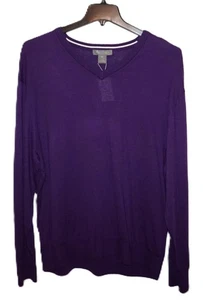 Mens Cashmere V-Neck Sweater XXL Purple Signature Collection by Cremieux - Picture 1 of 3