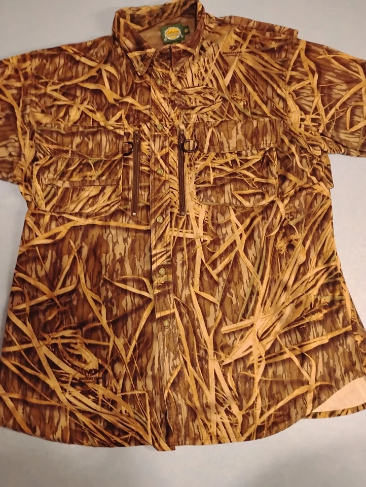 Cabela's Mossy Oak Shadow Grass Xl Button Up Shirt 5 Front Pocket Polyester - Image 1 of 4