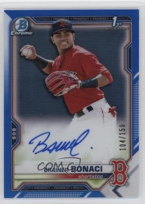 2021 Bowman Chrome Prospects Blue Refractor /150 Brainer Bonaci #CPA-BB Auto - Image 1 of 2