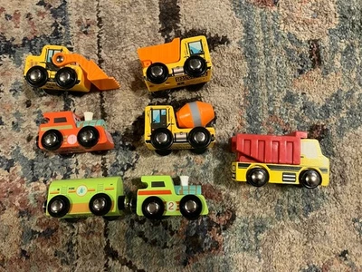 Lote de trenes de construcción vintage de juguete de madera J'Adore Francia Foto 1 de 4