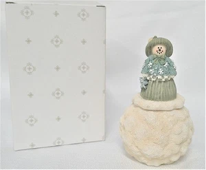 Miss Heather Hykes Plum Pudding Snowmen Artisan Flair Christmas Trinket/Ring Box - Picture 1 of 11