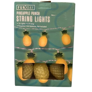 Funday Pineapple Punch String Lights 10 LED 4ft Battery Operated Tropical Decor - Picture 1 of 3